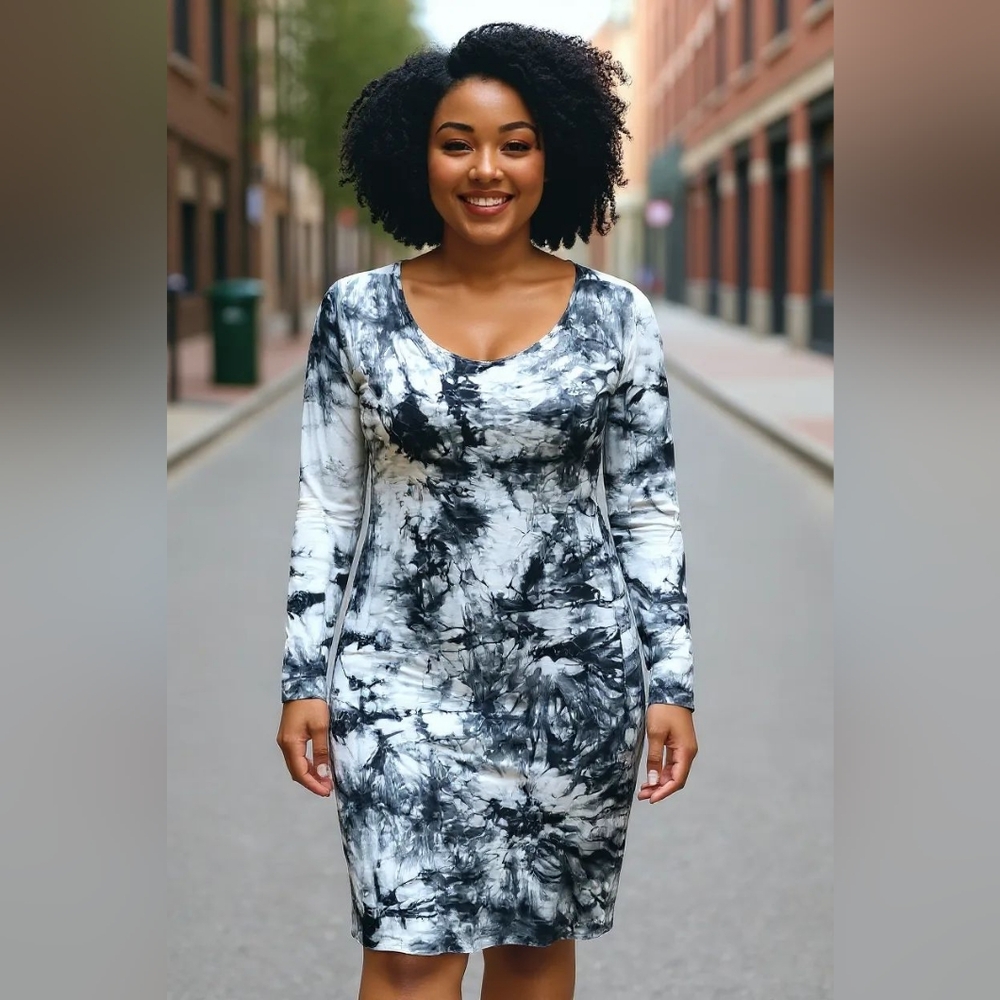 Tie-Dye Long Sleeve Dress